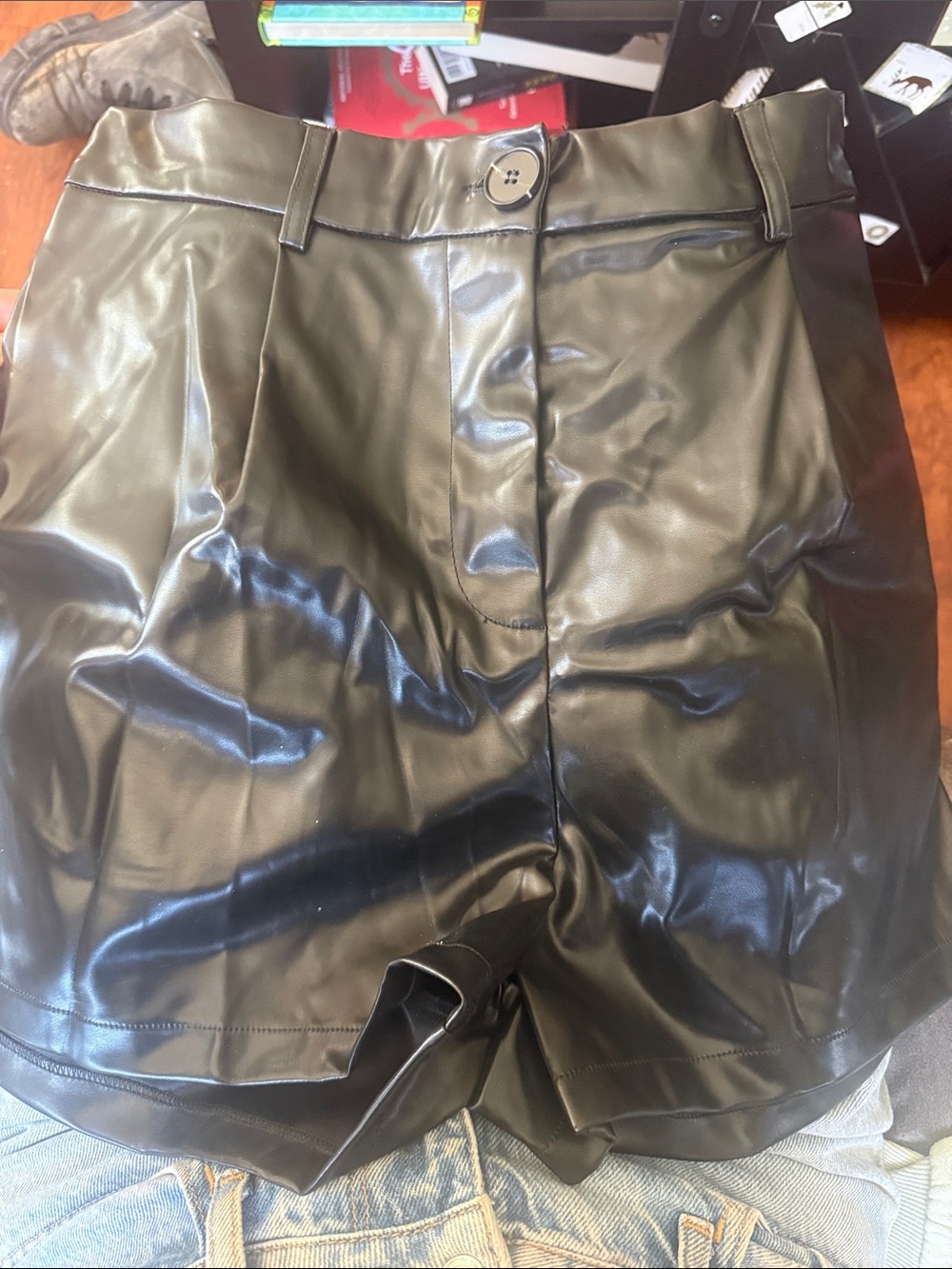 Black Faux Leather High-Shine Skirt